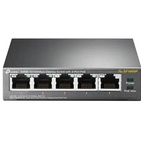 TP-LINK TL-SF1005P 5-Portos 10/100 Mbps asztali switch 4 PoE porttal