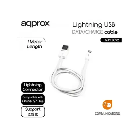 APPROX USB Lightning Töltő/adatkábel Fehér 1m APPC03V2