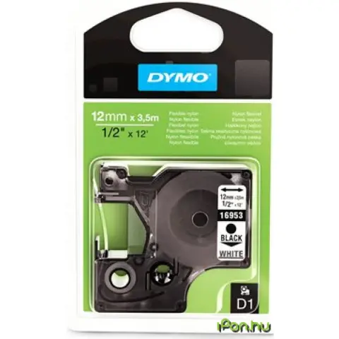 DYMO Label Maker Tape Flexible Nylon 12 mm x 35 m D1 White-Black