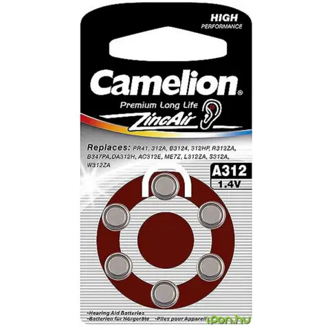 CAMELION A312 hallókészülék elem 6db