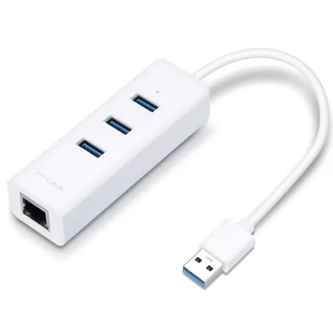 TP-LINK UE 330 Fehér 3 portos 3.0-ás USB hub és gigabites ethernet átalakító 2 az 1-ben USB Adapter