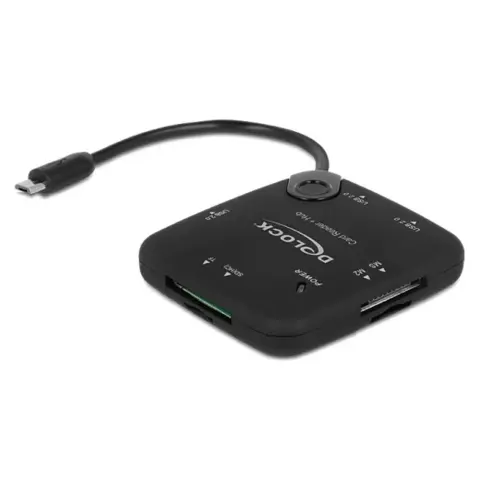 DELOCK 65529 Micro USB OTG Card Reader + 3 port USB Hub
