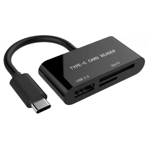 GEMBIRD Compact USB Type-C SDXC combo card reader fekete