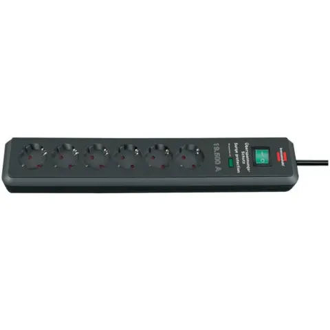 BRENNENSTUHL Secure Tec 19.500A surge-protected power strip with 6 outlets anthracite 2 m H05VV-F 3G1.5