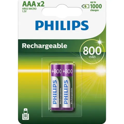 PHILIPS Rechargeable NiMH mikro ceruza akku (AAA) 800mAh 2db