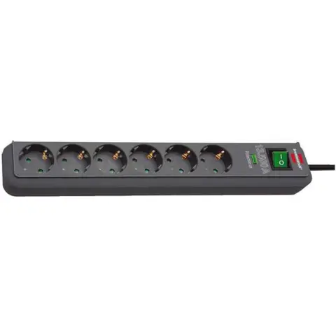 BRENNENSTUHL Eco-Line 13.500A Socket overvoltage-protected power strip 6 outlets Anthracite 5m H05VV-F 3G1.5