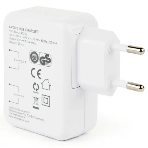 GEMBIRD 15.5W Universal USB charger 3.1 A fehér