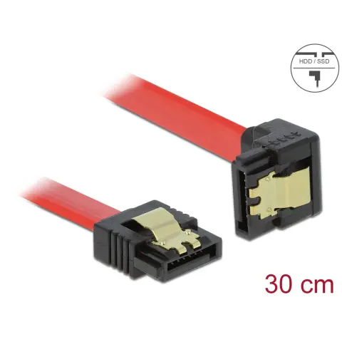 DELOCK SATA Összekötő Piros 30cm 83978