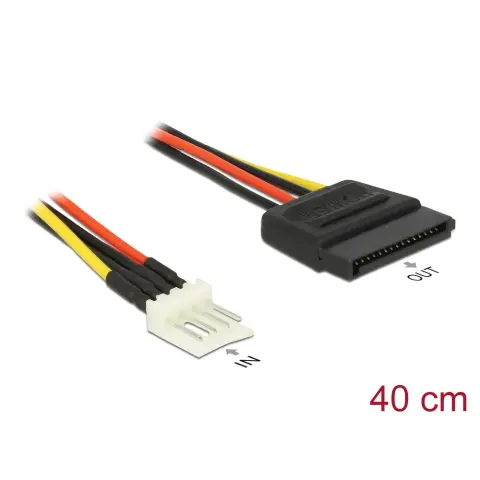 DELOCK 2/3/4 pin SATA táp Tápkábel Fekete 40cm 83878