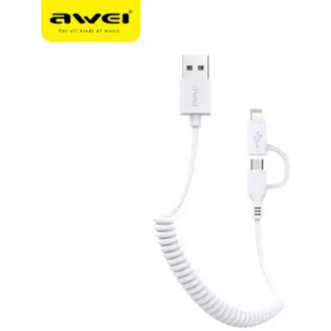 AWEI USB Lightning + Micro USB Convertor Alb 1m