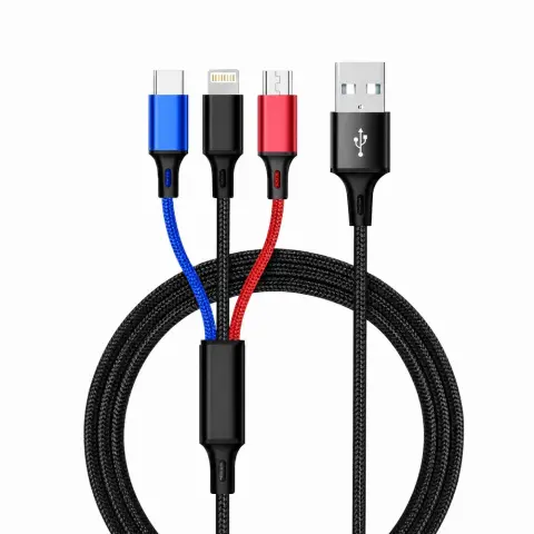 CELLECT USB Lightning + Micro USB + USB Type C adapter Črn 1.2m MDCU-3IN1