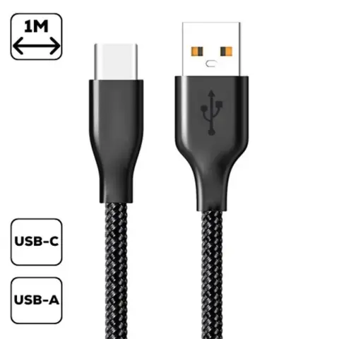 CELLECT USB 2.0 Type C transformator Crno 1m MDCU-TEXT-TYPEC-BK