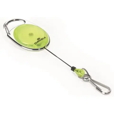 DURABLE ID Card Holder with Retractable Carabiner Style Yellow