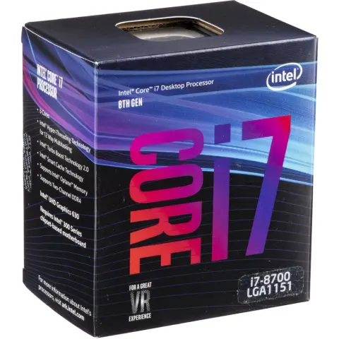 INTEL Core i7-8700 3.20GHz LGA-1151 300 BOX Intel hűtő ventilátorral