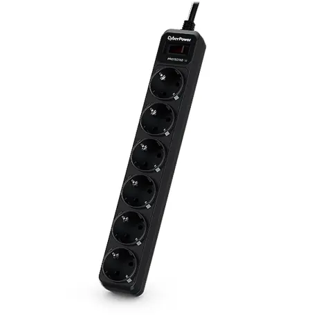 CYBERPOWER B0620SC0-DE Elosztó 6 aljzat kapcsolós védett 1.8m fekete