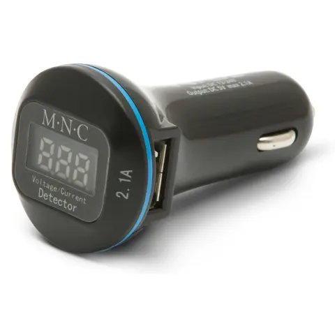MNC Autós töltő 2xUSB feszültségmérővel 2.1A fekete