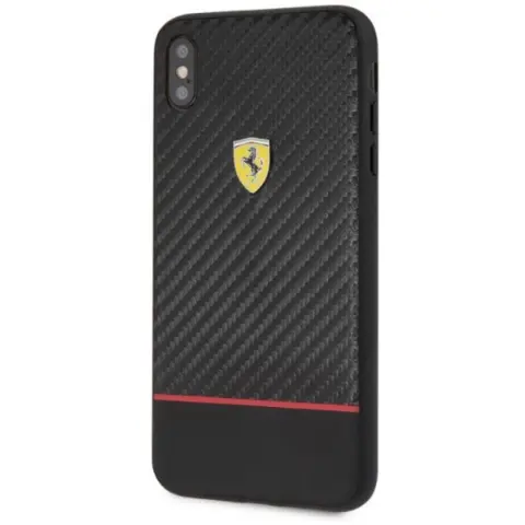 FERRARI Racing On-Track karbon és puha gumi tok iPhone XS Max fekete