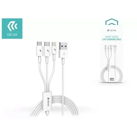 DEVIA USB Lightning + Micro USB + USB Type C Adapter White 1.2m ST329975
