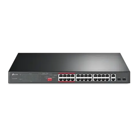 TP-LINK TL-SL1226P 24 portos 10/100 Mbps + 2 db gigabit +2 db SFP portú rackbe szerelhető switch