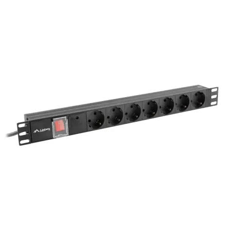 LANBERG PDU-07F-0200-IEC-BK 7-outlet power strip 2m black with switch protected