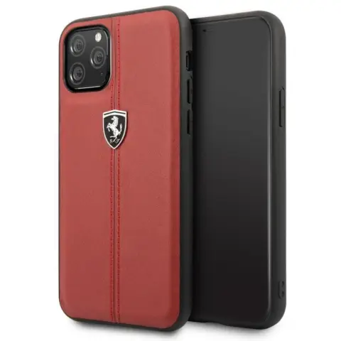 FERRARI Bőr hátlap tok Ferrari Off Track Logóval iPhone 11 Pro piros
