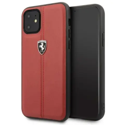 FERRARI Bőr hátlap tok Ferrari Off Track Logóval iPhone 11 Pro Max piros