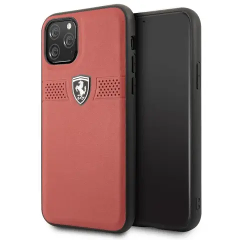 FERRARI Skin back panel case embossed lukacsos strip Ferrari Off Track dangling iPhone 11 Pro red