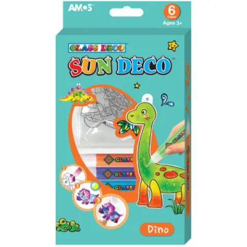 AMOS Sun Deco Dinoszauruszok üvegfestőkészlet 6 darab mintával