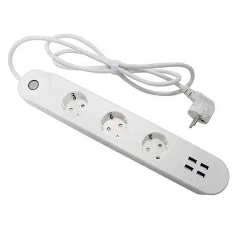 DENVER SHP-300U okosotthon hálózati 3 aljzat elosztó 4x USB 1.5m fehér