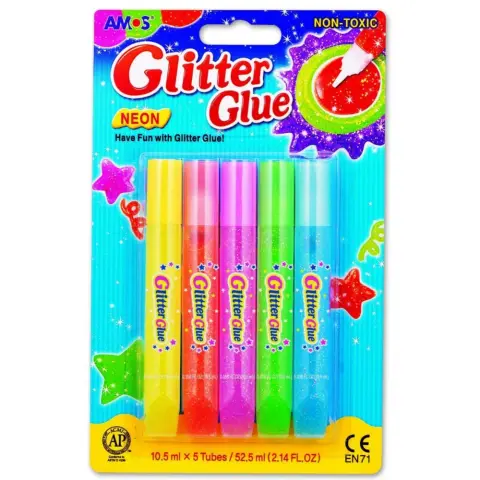 AMOS Csillámos dekor ragasztó szett Neon 5 darabos