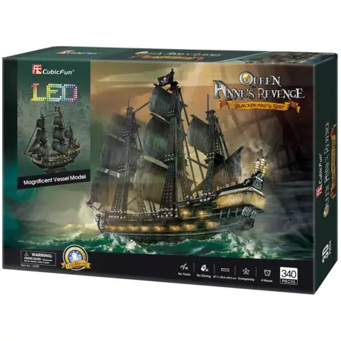 CUBICFUN 3D puzzle játék 293 darabos Anna királynő bosszúja hajó LED világítással