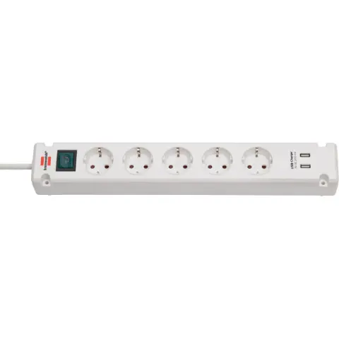 BRENNENSTUHL Bremounta Extension Socket with USB-Charger 5-way white 3m H05VV-F 3G1.5