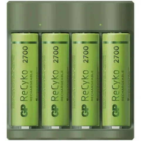 GP USB Everyday B421 Akkutöltő + 4db 2600mAh AA elem sötétzöld