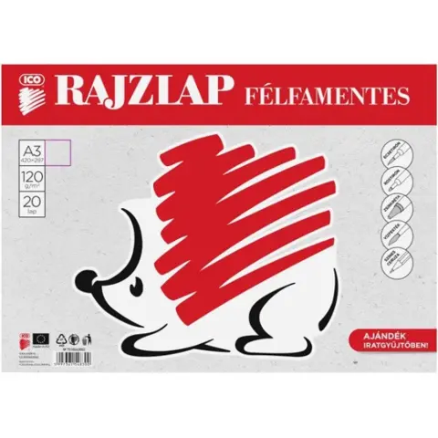 ICO A3 félfamentes rajzlap 20 darabos