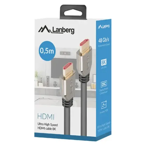 LANBERG HDMI 2.1 Összekötő Fekete 50cm CA-HDMI-30CU-0005-BK