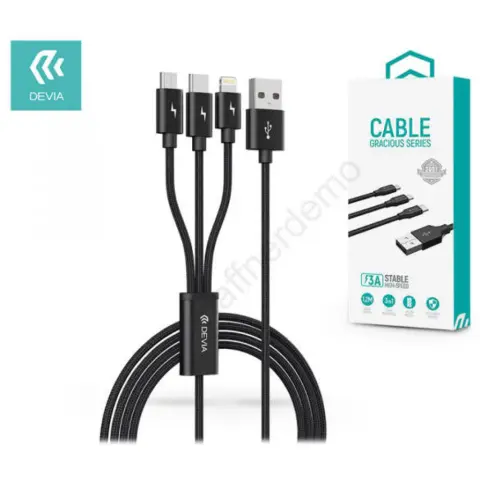DEVIA USB Lightning + Micro USB + USB Type C adapter Black 1.2m ST337086