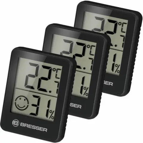 BRESSER 4007922065175 Temeo higrométer 3 egységes készlet fekete