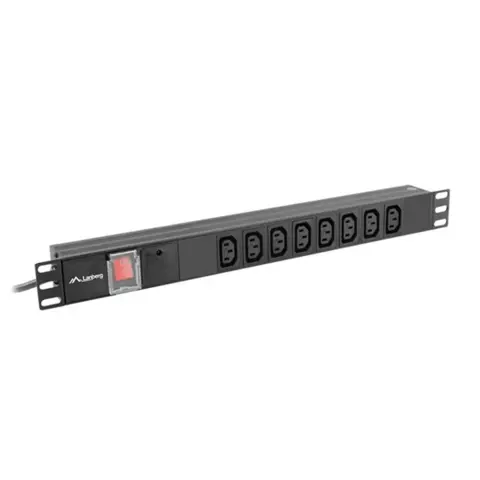 LANBERG PDU-08I-0200-C20-BK 8x C13 IEC Überspannungsschutz-Steckdosenleiste 2m