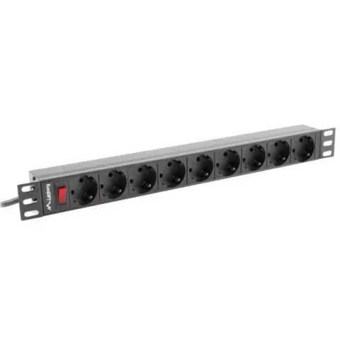 LANBERG PDU-09F-0300-BK 9x SCHUKO surge-protected power strip 3m black