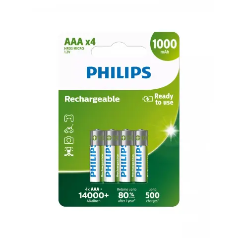 PHILIPS Rechargeable NiMH mikro ceruza akku (AAA) 1000mAh 4db