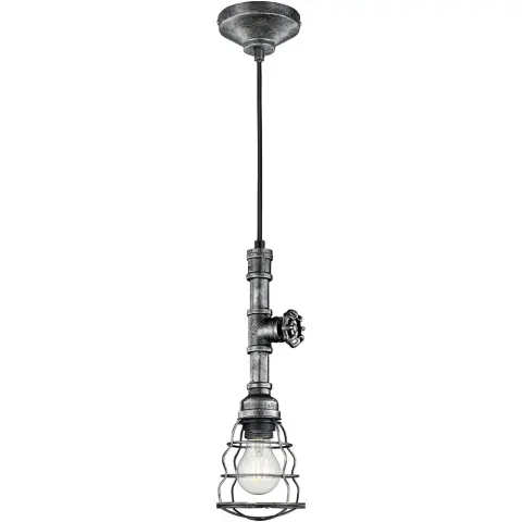 TRIO LIGHTING 307000188 GOTHAM 1 x E27 kovinska 1-kraka viseča svetilka v starinsko srebrni barvi