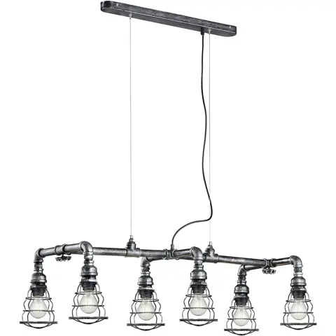 TRIO LIGHTING 307000688 GOTHAM 6 x E27 večkraka viseča svetilka v starinsko srebrni barvi
