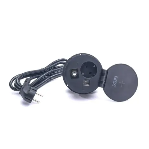 TOO GPS-105-1B recessed power strip 2x USB black