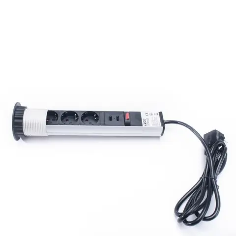 TOO PPS-304-3S 3 aljzat rejtett hálózati elosztó 2x USB fekete-ezüst