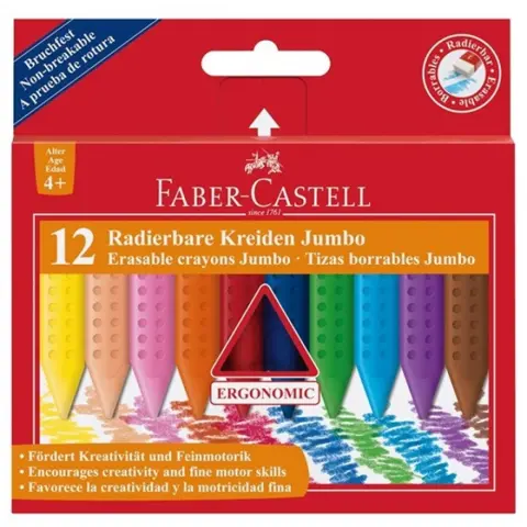 FABER-CASTELL Jumbo Grip háromszögletű zsírkréta 12 szín