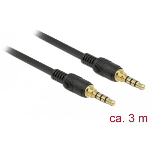 DELOCK Jack Összekötő Fekete 3m 85601