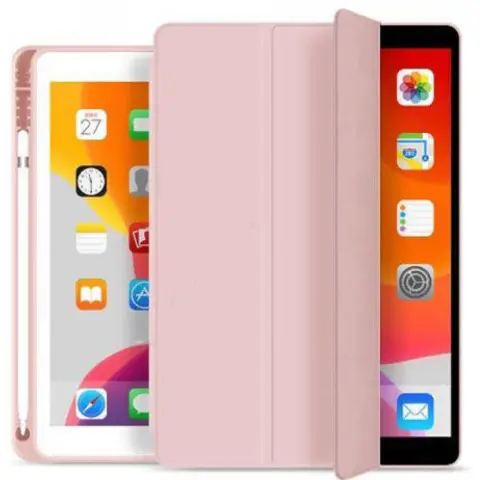 APPLE iPad 10.2 (2019/2020) védőtok on/off funkcióval Pencil tartóval rózsaszín OEM