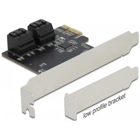 DELOCK 4 portos SATA PCI Express x1 Kártya - alacsony profilú formatényező