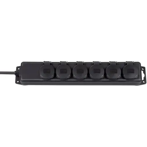BRENNENSTUHL Elosztó IP44 6 dugaszhelyes fekete 2m H07RN-F 3G1.5