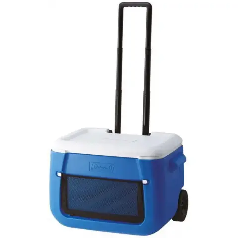 COLEMAN 50QT Poly-lite Wheeled Mesh Cooler box 46 l blue / white
